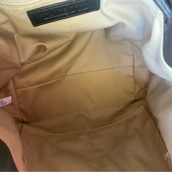 Talbots leather Black and Cream Chain Patterned Bucket Bag Chain crossbody bonus - Picture 8 of 9